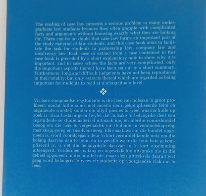 Case Book on the Law of Partnership, Company Law and Insolvency Law by Anneli Loubser 1996