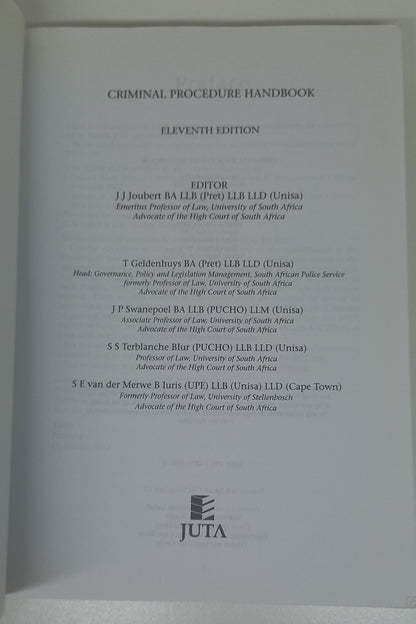 Criminal Procedure Handbook Eleventh Edition by J.J. Joubert 2014