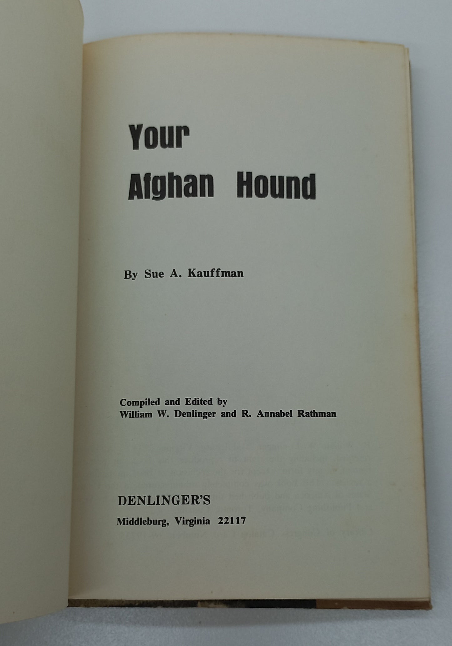 Your Afghan Hound by Sue A. Kauffman (1969)