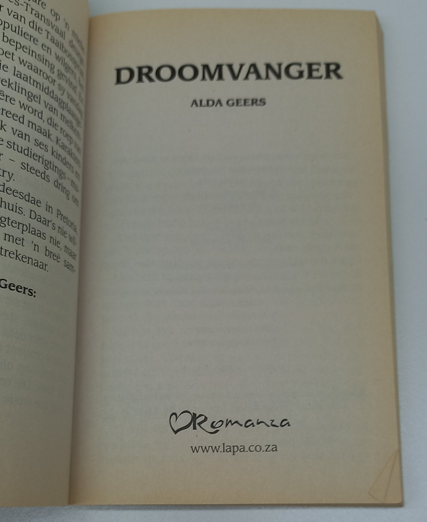 Droomvanger by Alda Geers Romanza