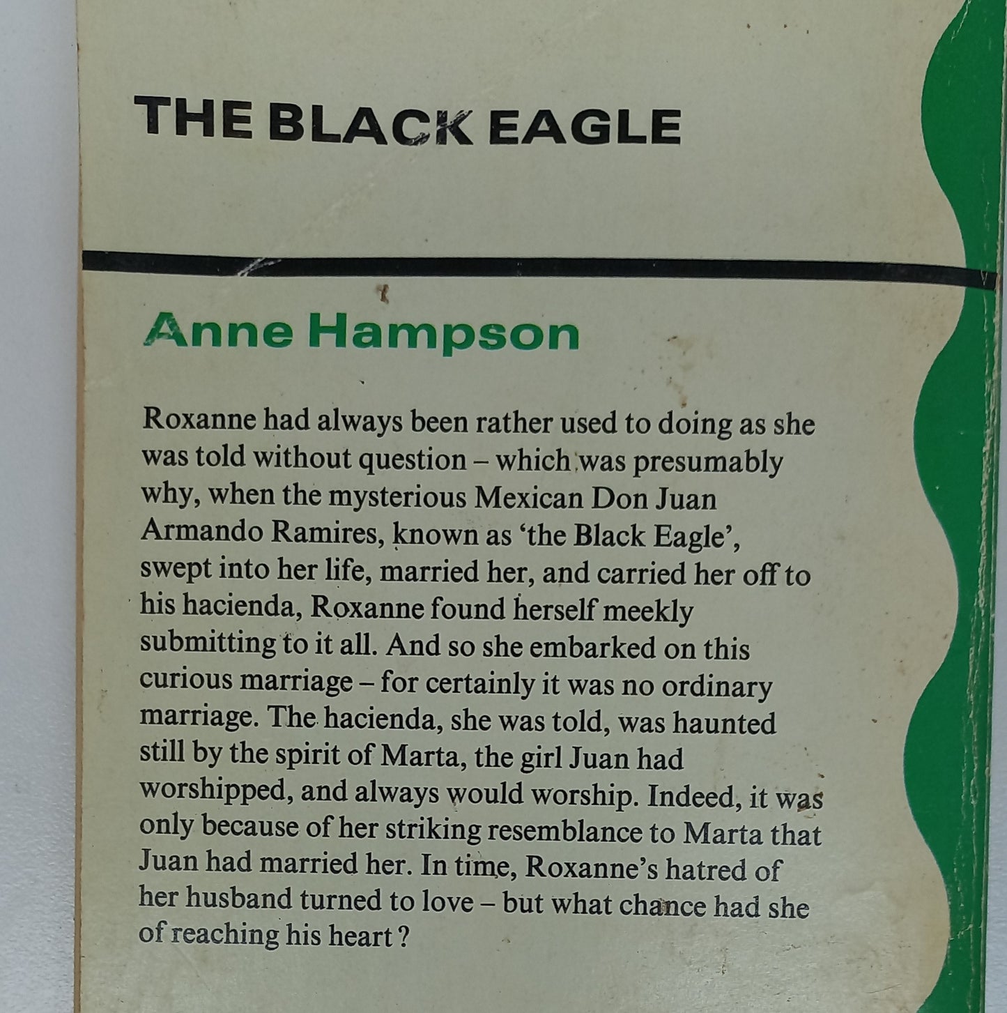 The Black Eagle by Anne Hampson Mills & Boon 1974