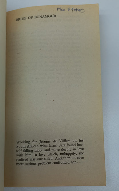 Bride of Bonamour by Gwen Westwood Mills & Boon 1977