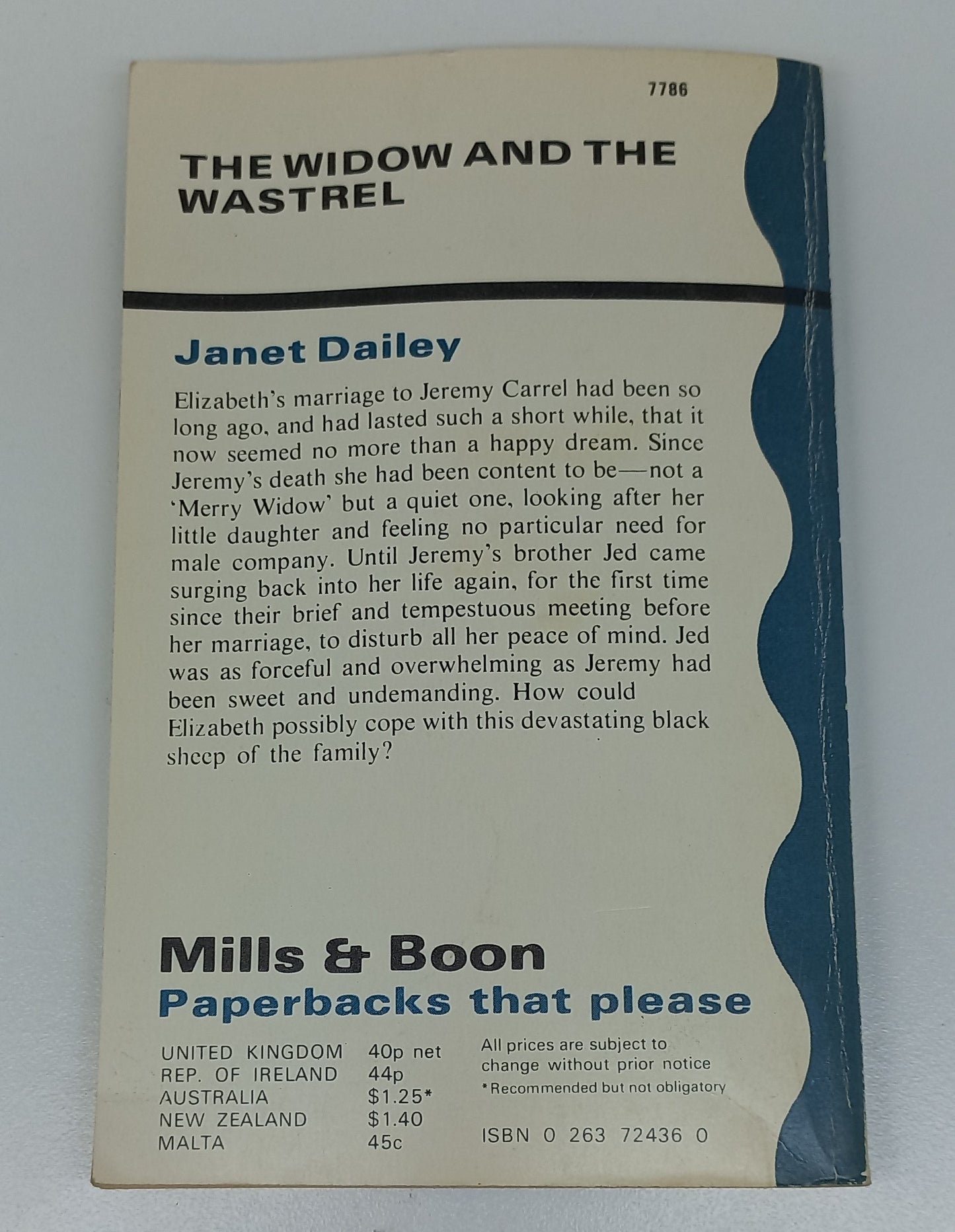 The Widow and the Wastrel by Janet Dailey 1977
