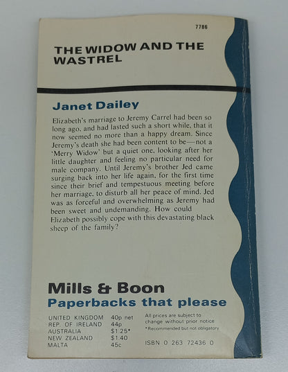 The Widow and the Wastrel by Janet Dailey 1977