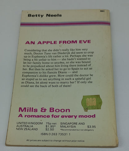 An Apple from Eve by Betty Neels Mills & Boon 1981