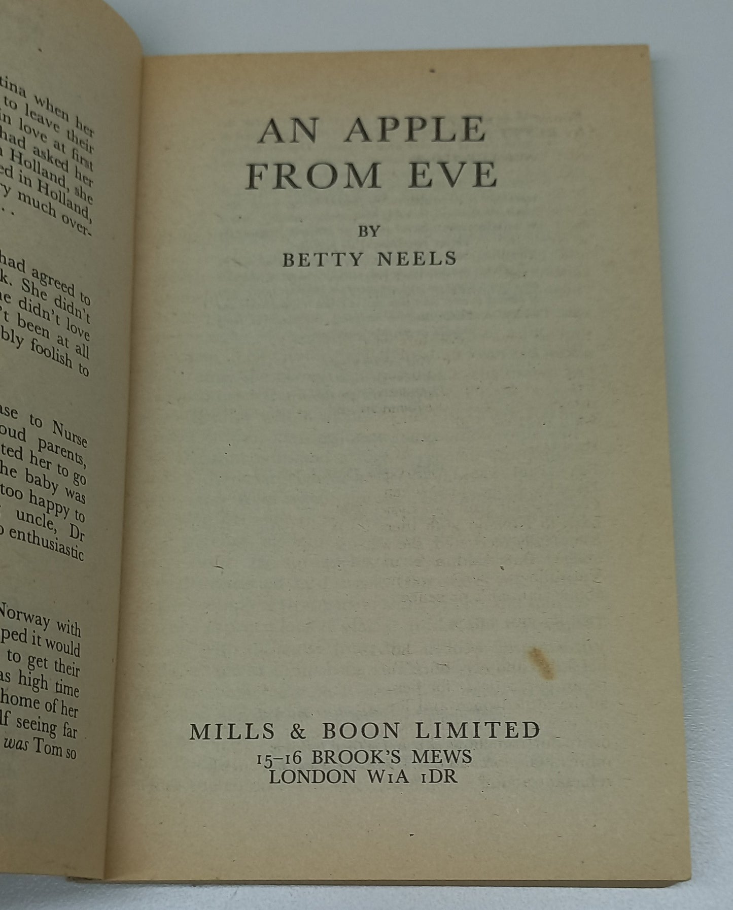 An Apple from Eve by Betty Neels Mills & Boon 1981