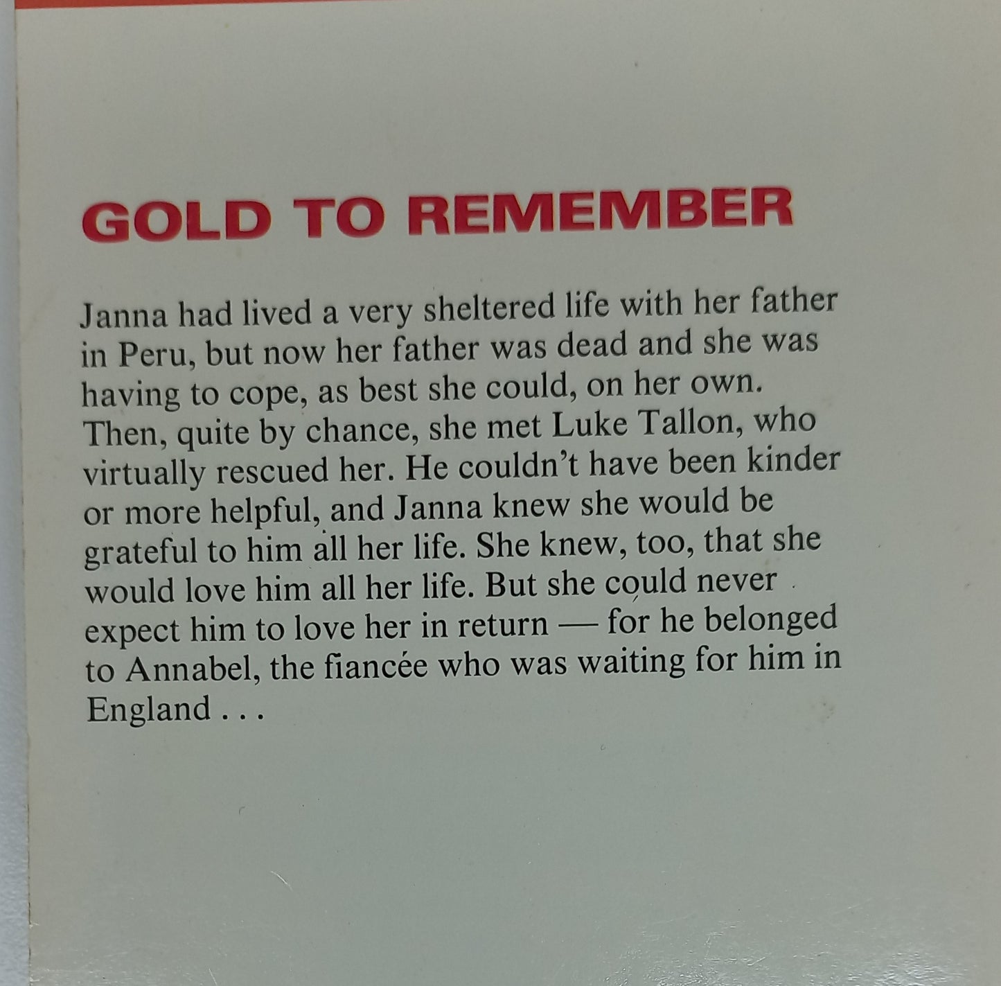 Gold to Remember by Mary Wibberley mills & Boon 1981