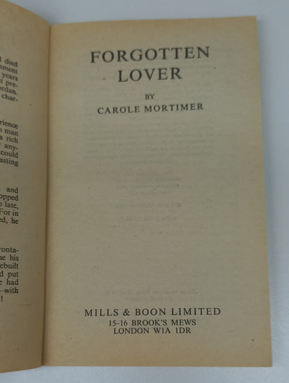 Forgotten Lover by Carole Mortimer Mills & Boon 1982