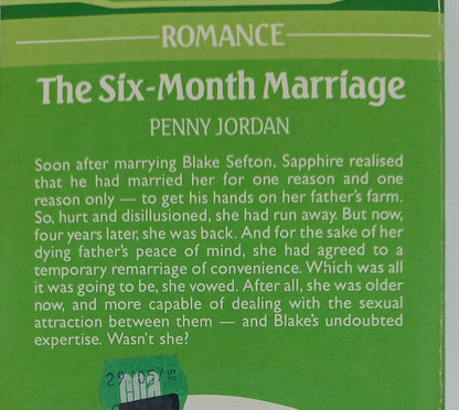The Six-Month Marriage by Penny Jordan Mills & Boon 1985