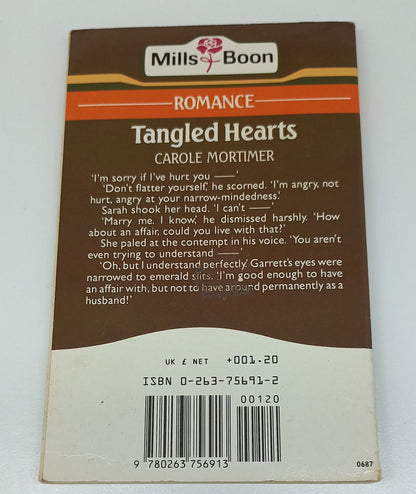 Tangled Hearts by Carole Mortimer Mills & Boon Romance 1987