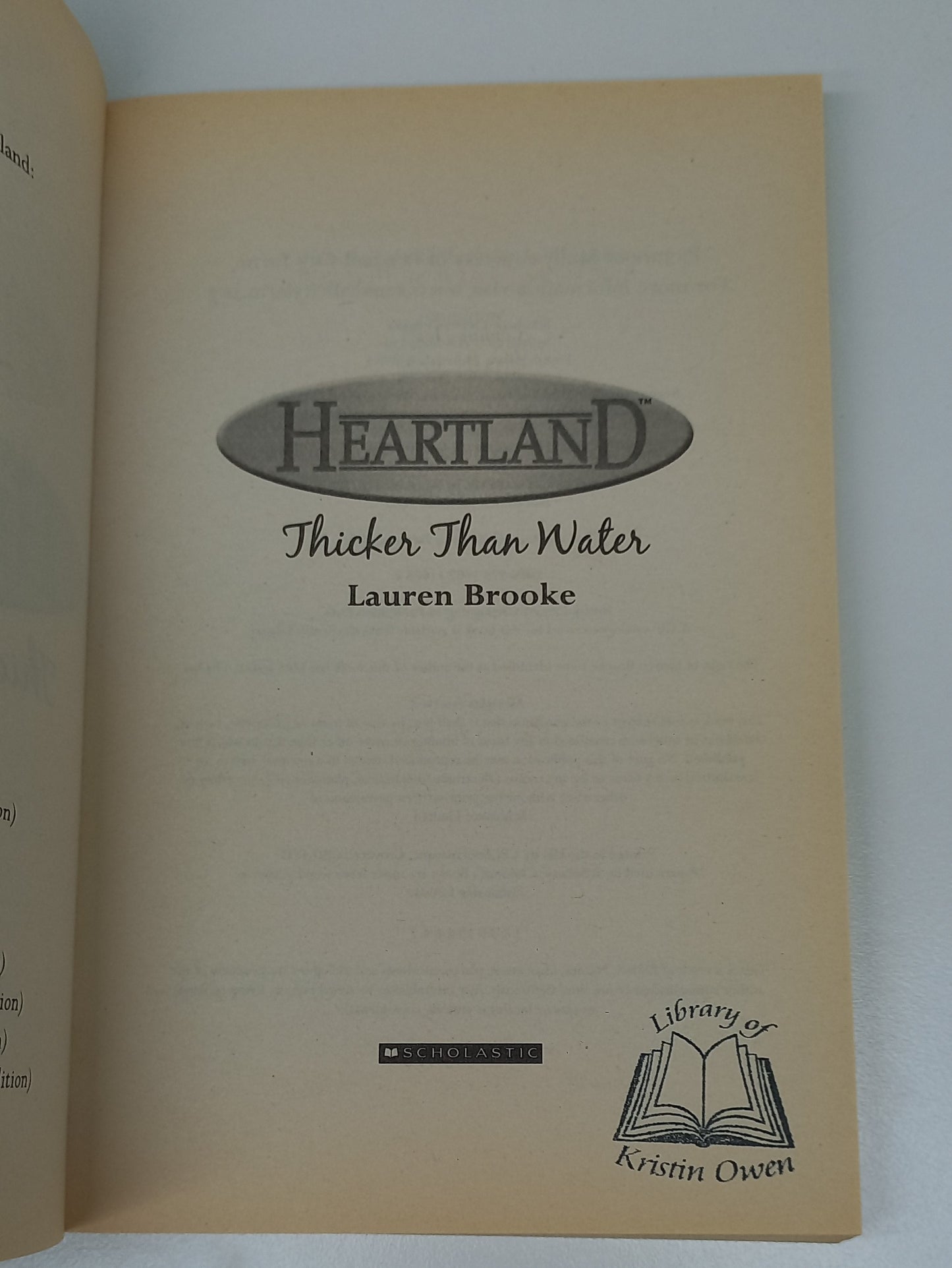 Thicker Than Water by Lauren Brooke (Heartland #8)