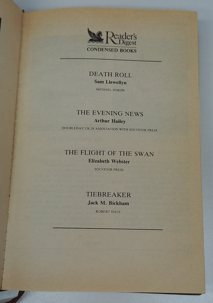 Reader's Digest (4 in 1) Death Roll by S. Llewellyn, The Evening News by A. Hailey, The Flight of the Swan by E. Webster & Tiebreaker by J.M. Bickham