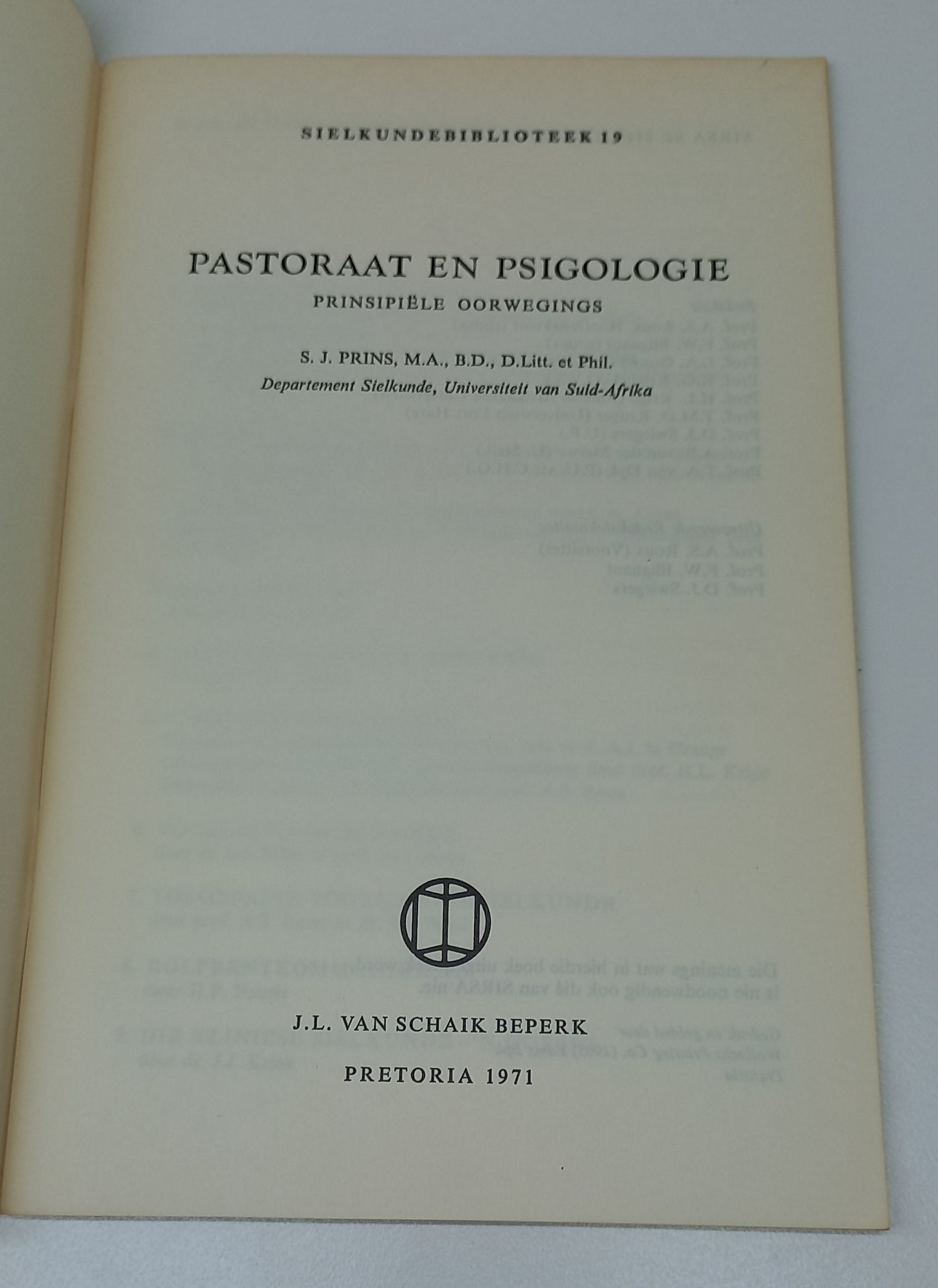 Pastoraat en Psigologie Sielkundebiblioteek 19