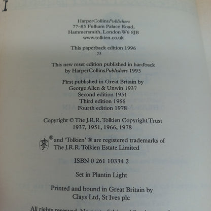 The Hobbit by J.R.R. Tolkien (Middle-Earth #0) Printed in 1996