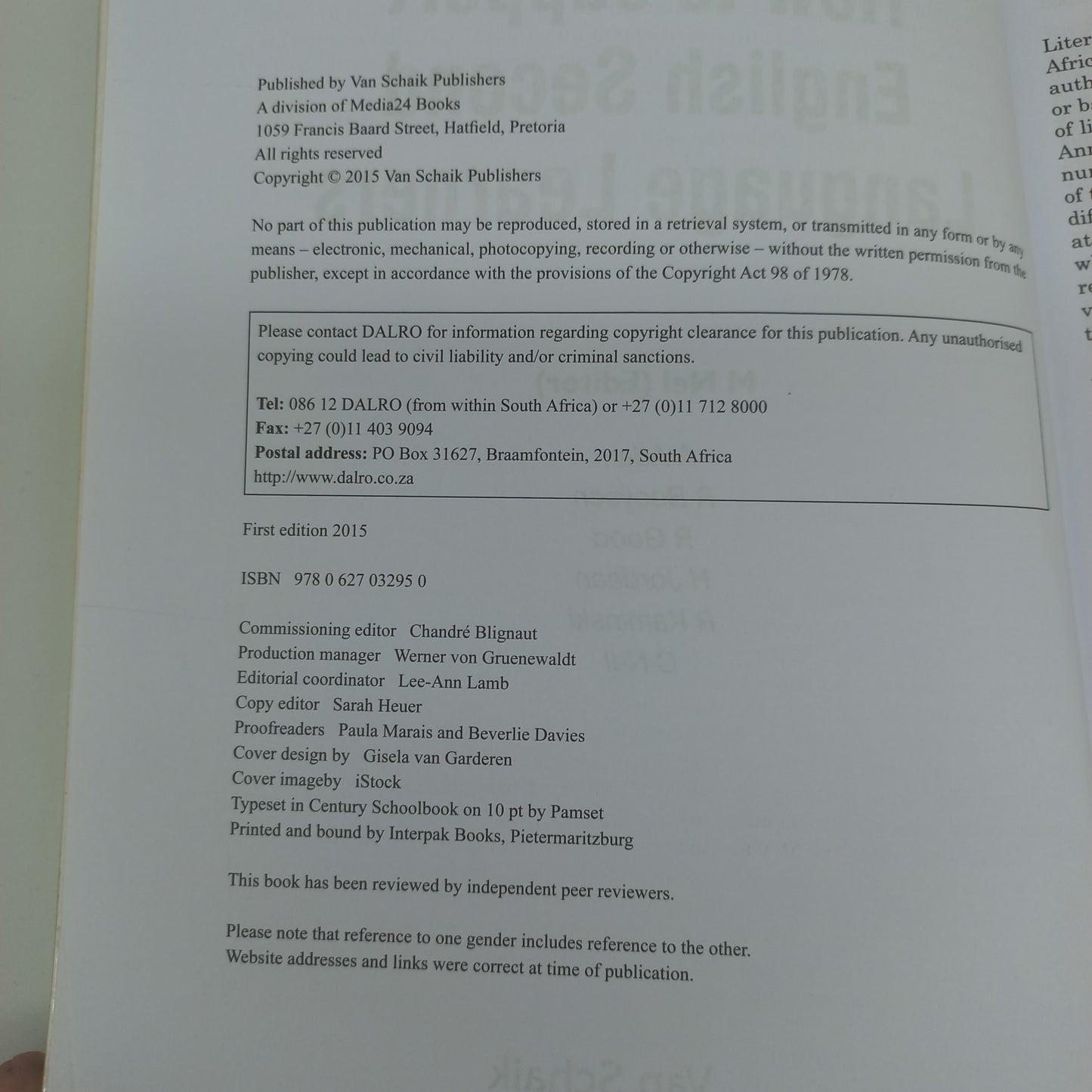 How to Support english Second Language Learners: foundation & Intermediate Phase Mirna Nel (Editor) 2015