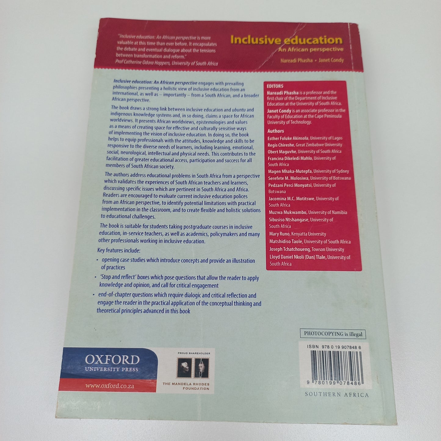 Inclusive Education: An African Perspective by Nareadi Phasha & Janet Condy 2016