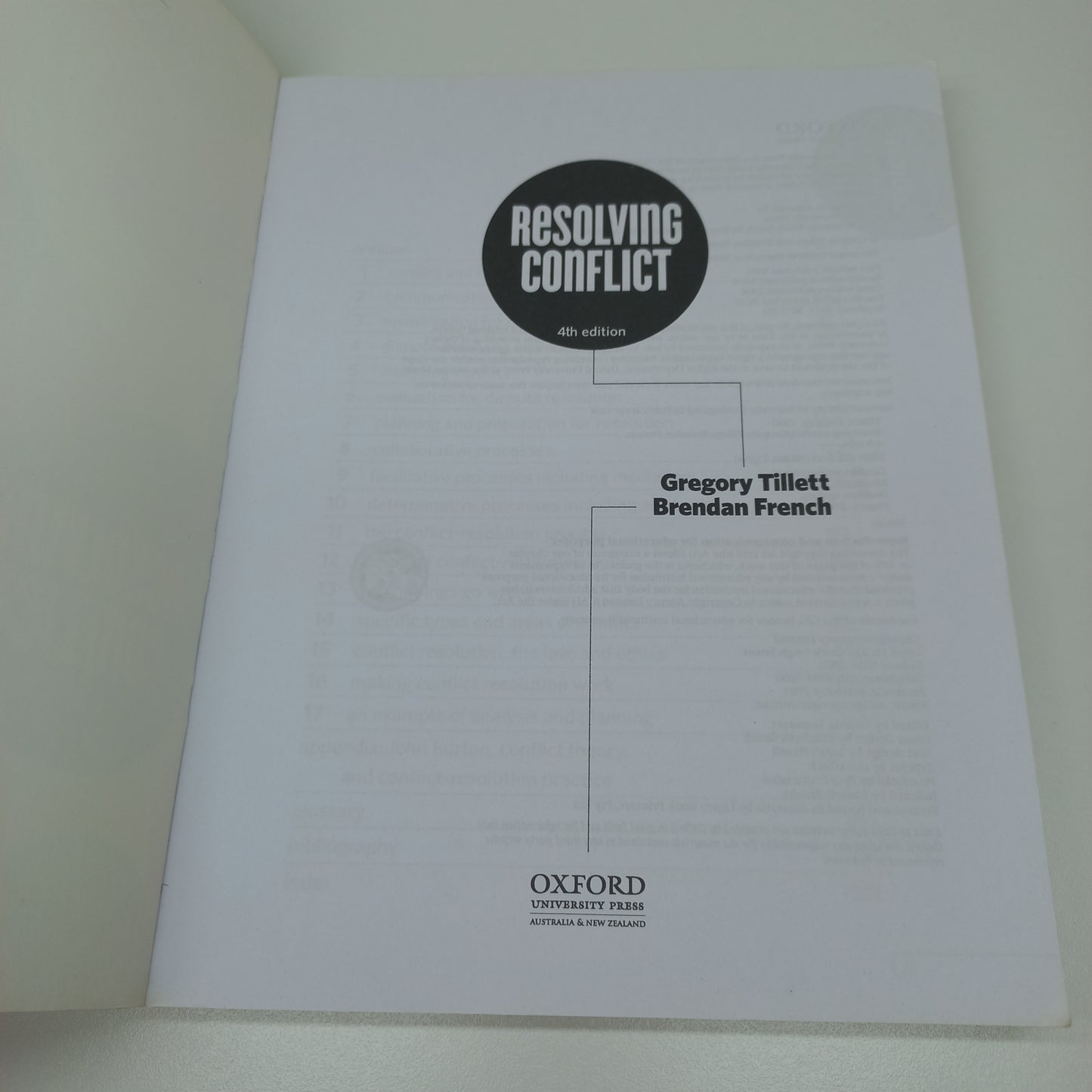 Resolving Conflict 4th Edition by Gregory Tillett & Brendan French 2010