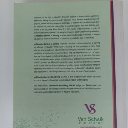 Addressing Barriers To Learning: A South African Perspective Fourth Edition by Emmerentia Landsberg 2019