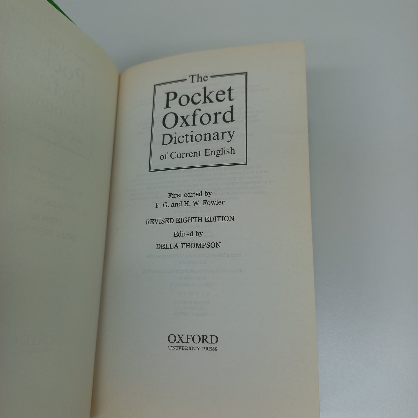 The Pocket Oxford Dictionary Revised 8th Edition 1996