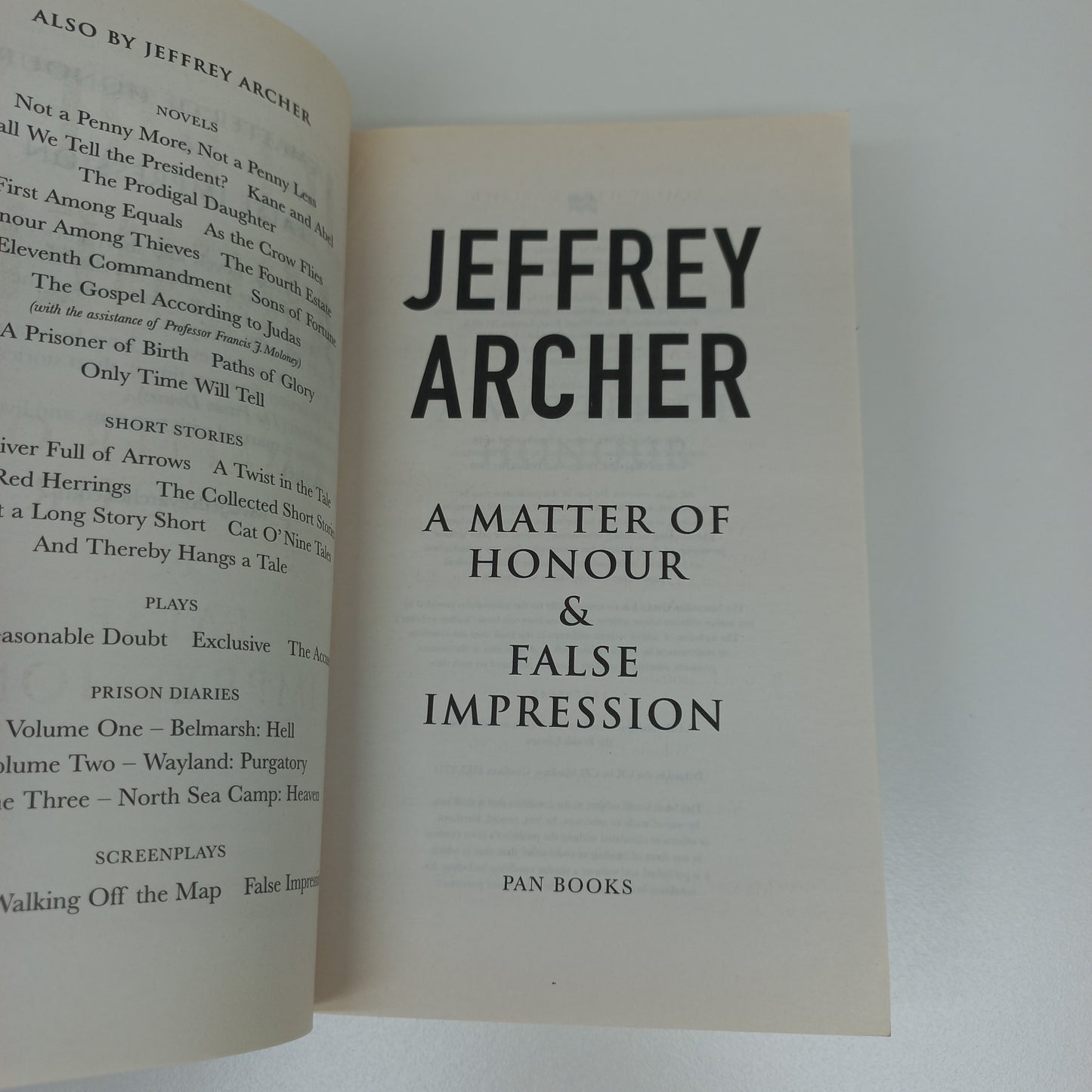 A Matter of Honour & False Impressions by Jeffrey Archer Omnibus 2 in 1
