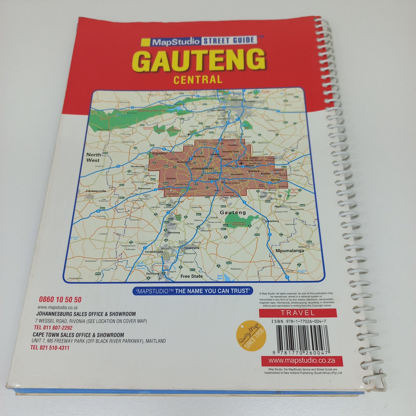 Gauteng Central Street Guide by Mapstudio 15th Edition 1:20 000