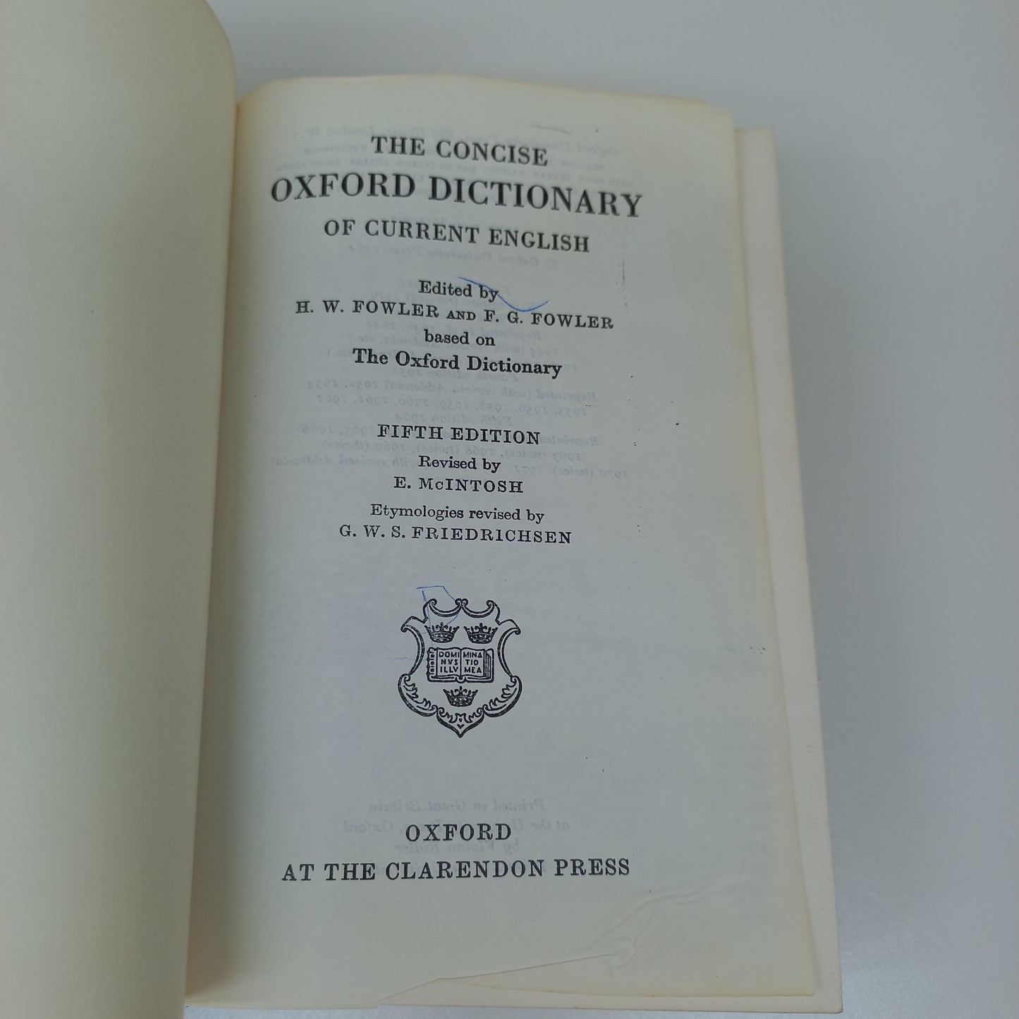 The Concise Oxford Dictionary of Current English Fifth Edition 1964