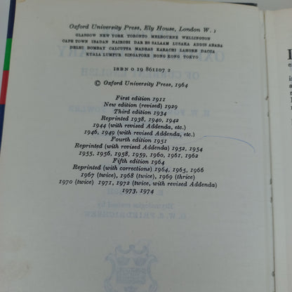 The Concise Oxford Dictionary of Current English Fifth Edition 1964