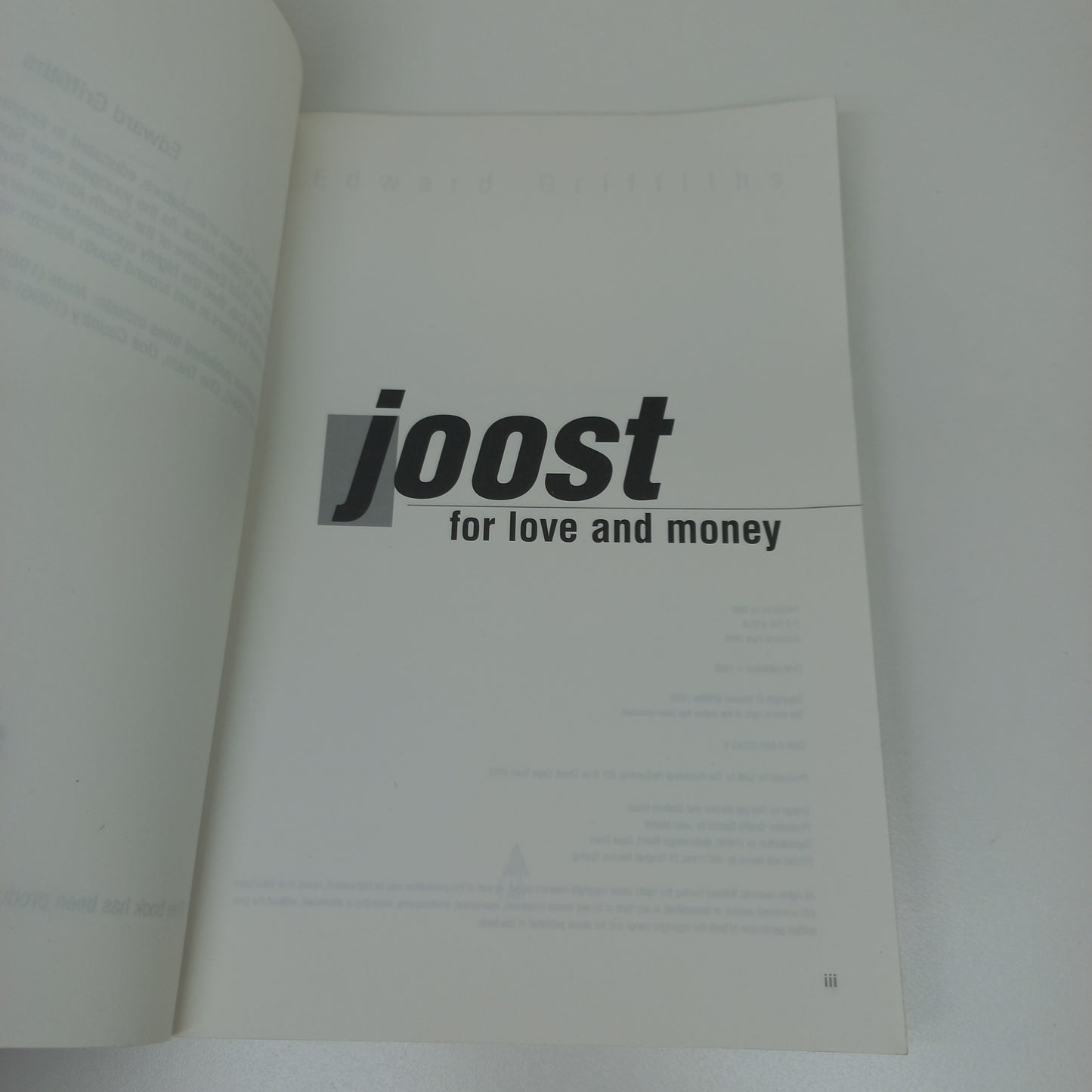 Joost: For Love and Money by Edward Griffiths