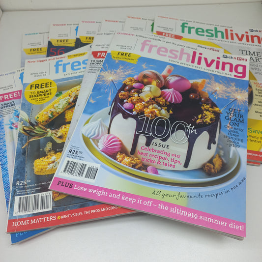 Fresh Living Magazine Bundle Pick n Pay 10 Magazines 2016 - 2017 Issues