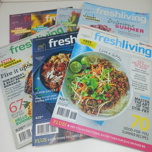 Fresh Living Magazine Bundle Pick n Pay 7 Magazines 2018 - 2019 Issues
