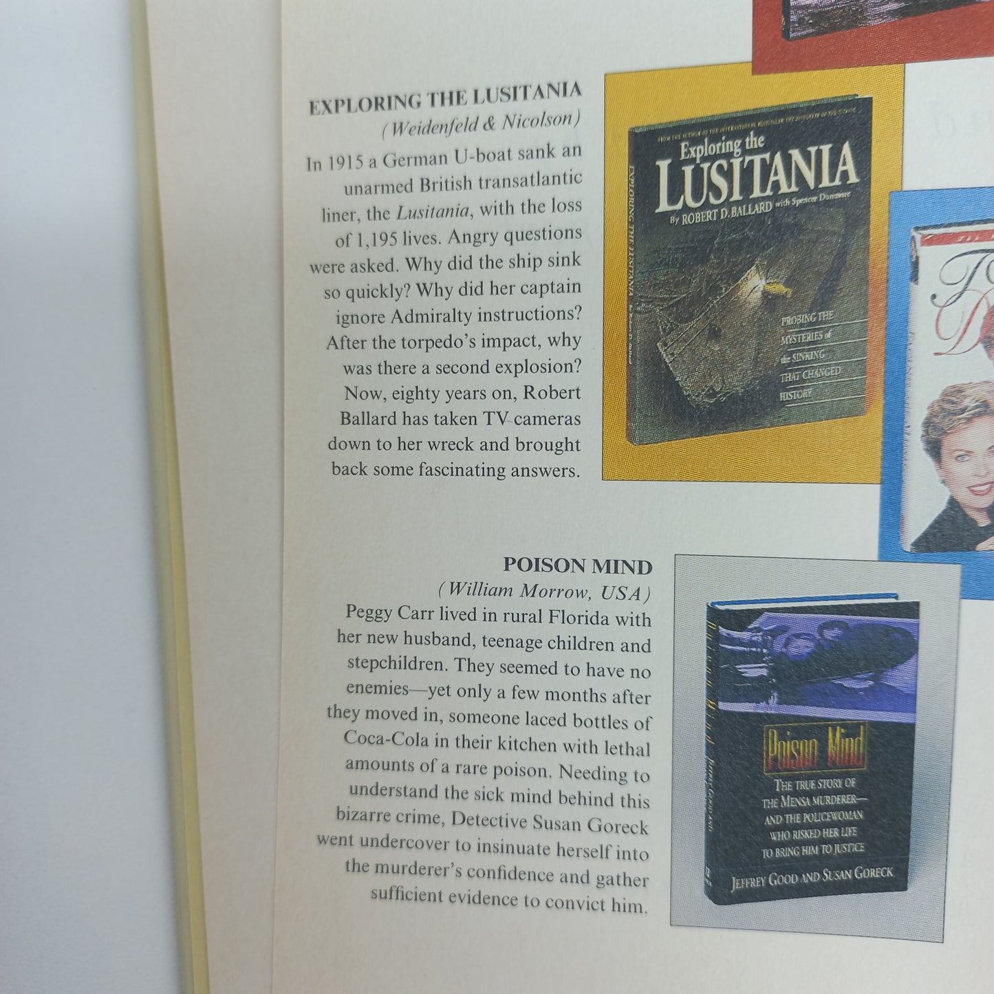 A Soldier's Way by C. Powell, Queen of the Elephants by M. Shand, Exploring the Lusitania by R. Ballard, Facing the Music by J. Torvill & Poison Mind by J. Good (Reader's Digest) Today's Best Non-Fiction