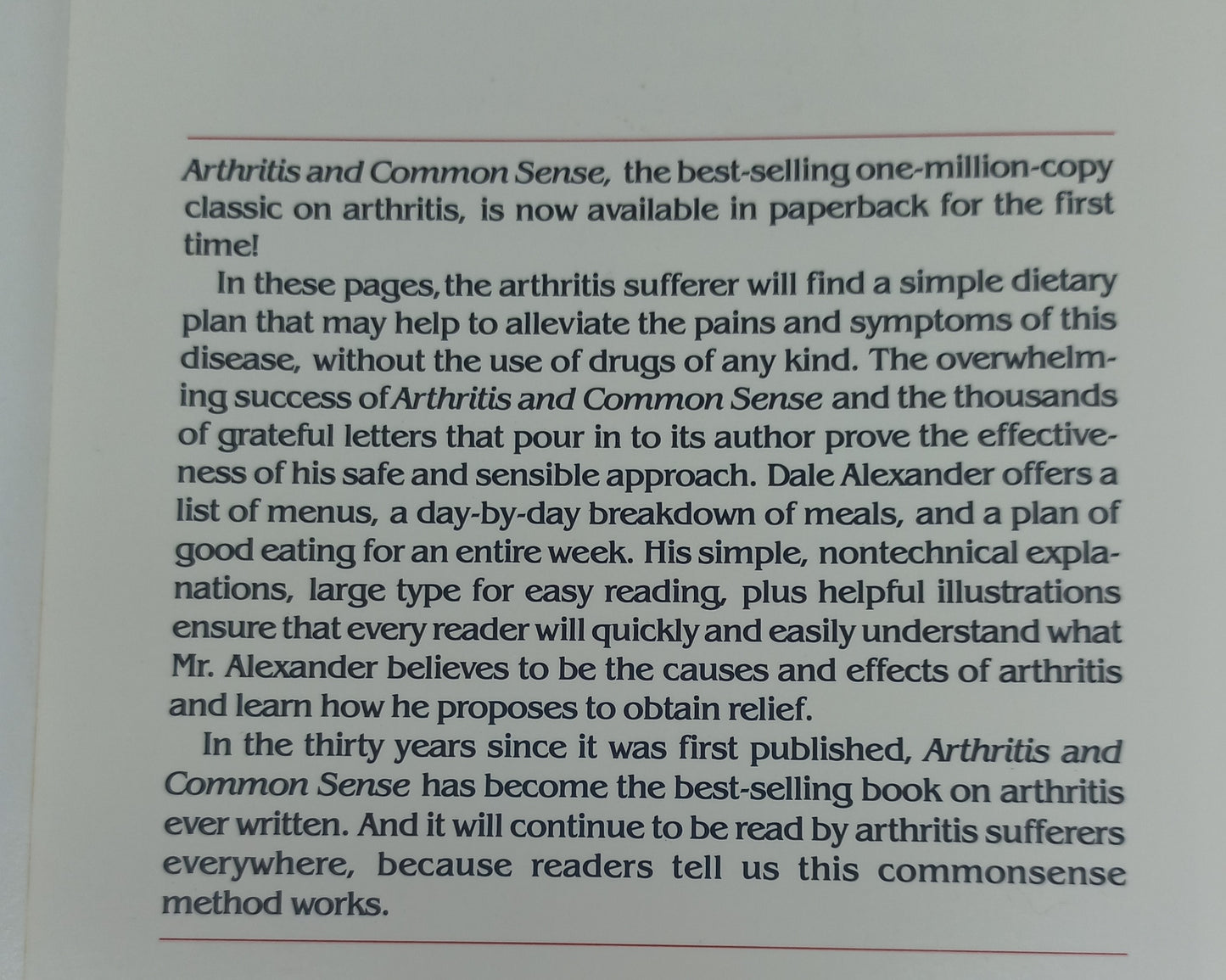 Arthritis & Common Sense by Dale Alexander (Large Font)