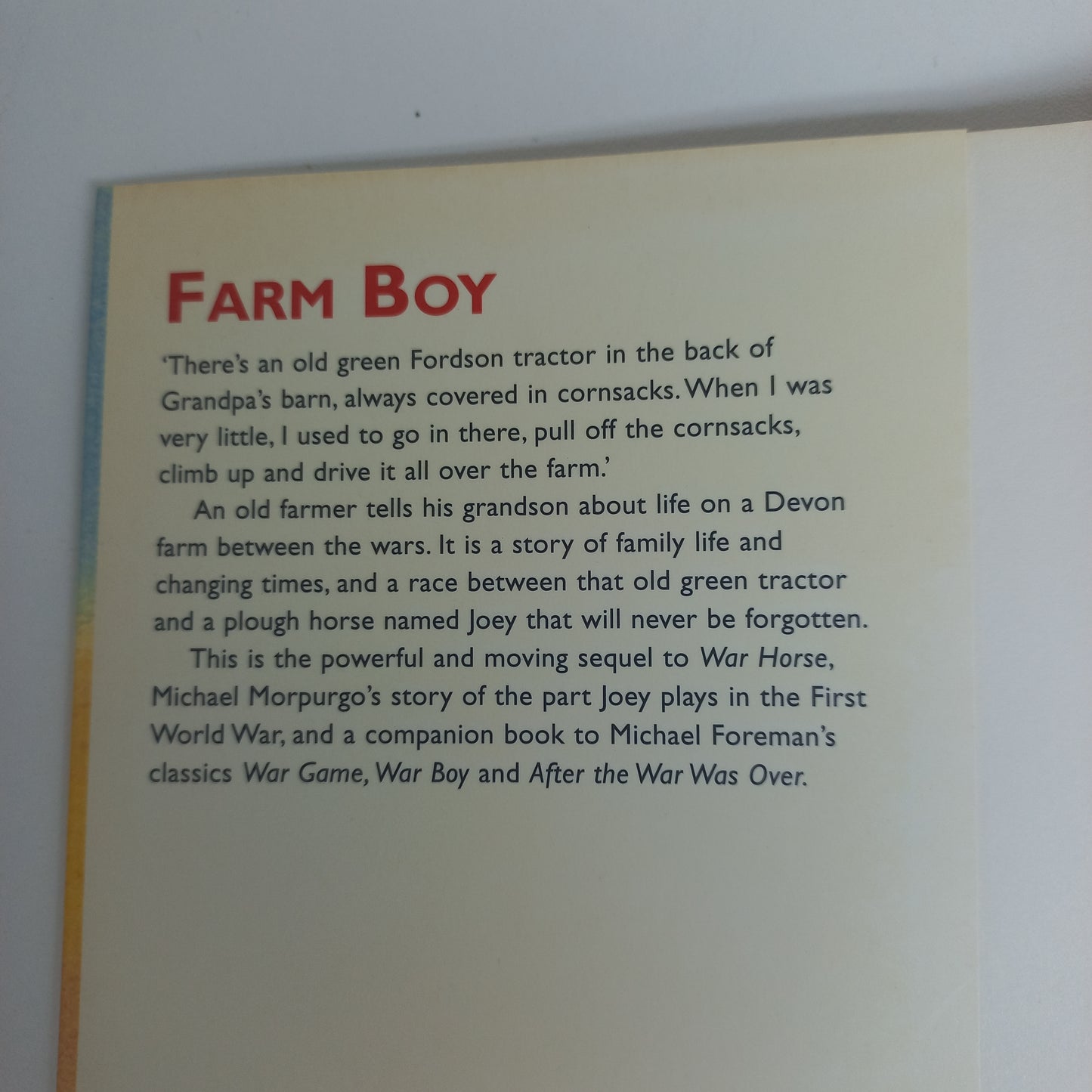 Farm Boy by Michael Morpurgo (War Horse #2)