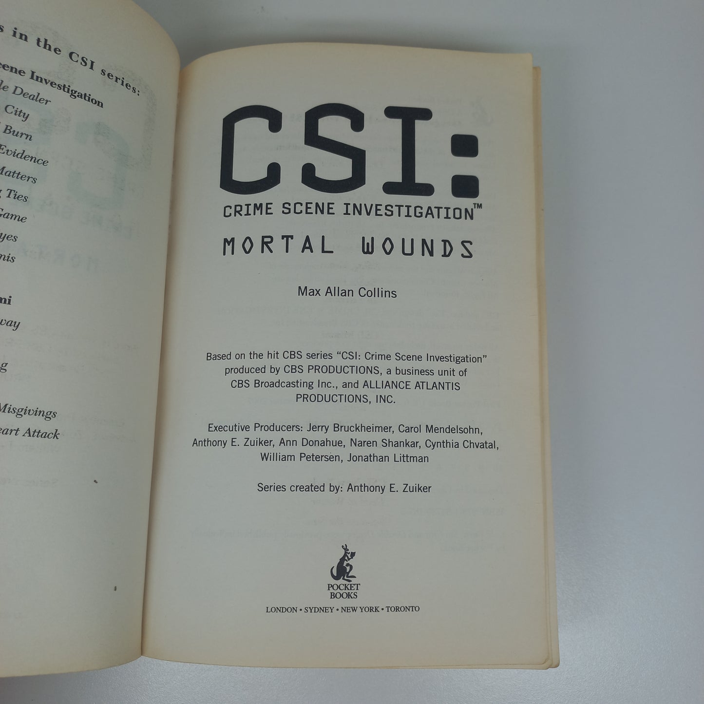 CSI: Crime Scene Investigation Mortal Wounds by Max Allan Collins (3 in 1) Double Dealer, Sin City & Cold Burn (CSI #1-3)