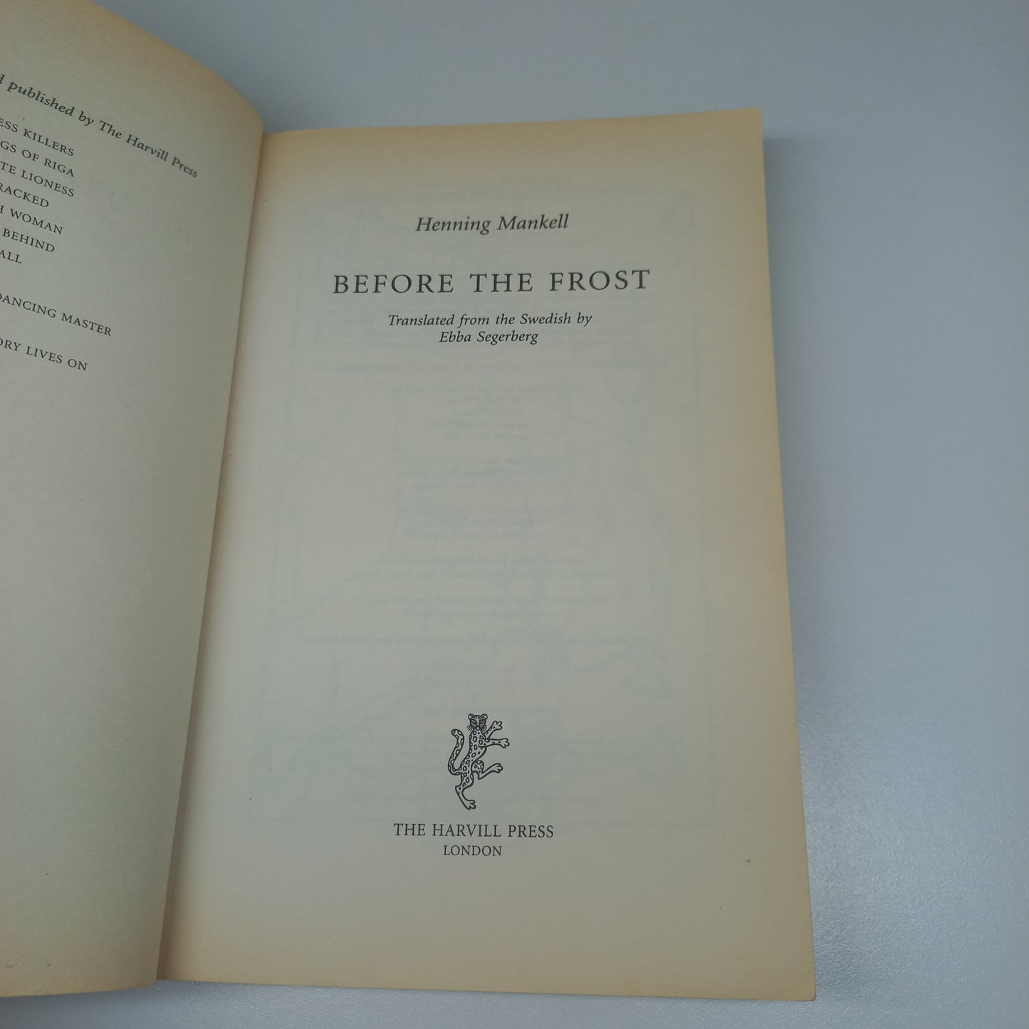 Before the Frost by Henning Mankell (Linda Wallander #1)