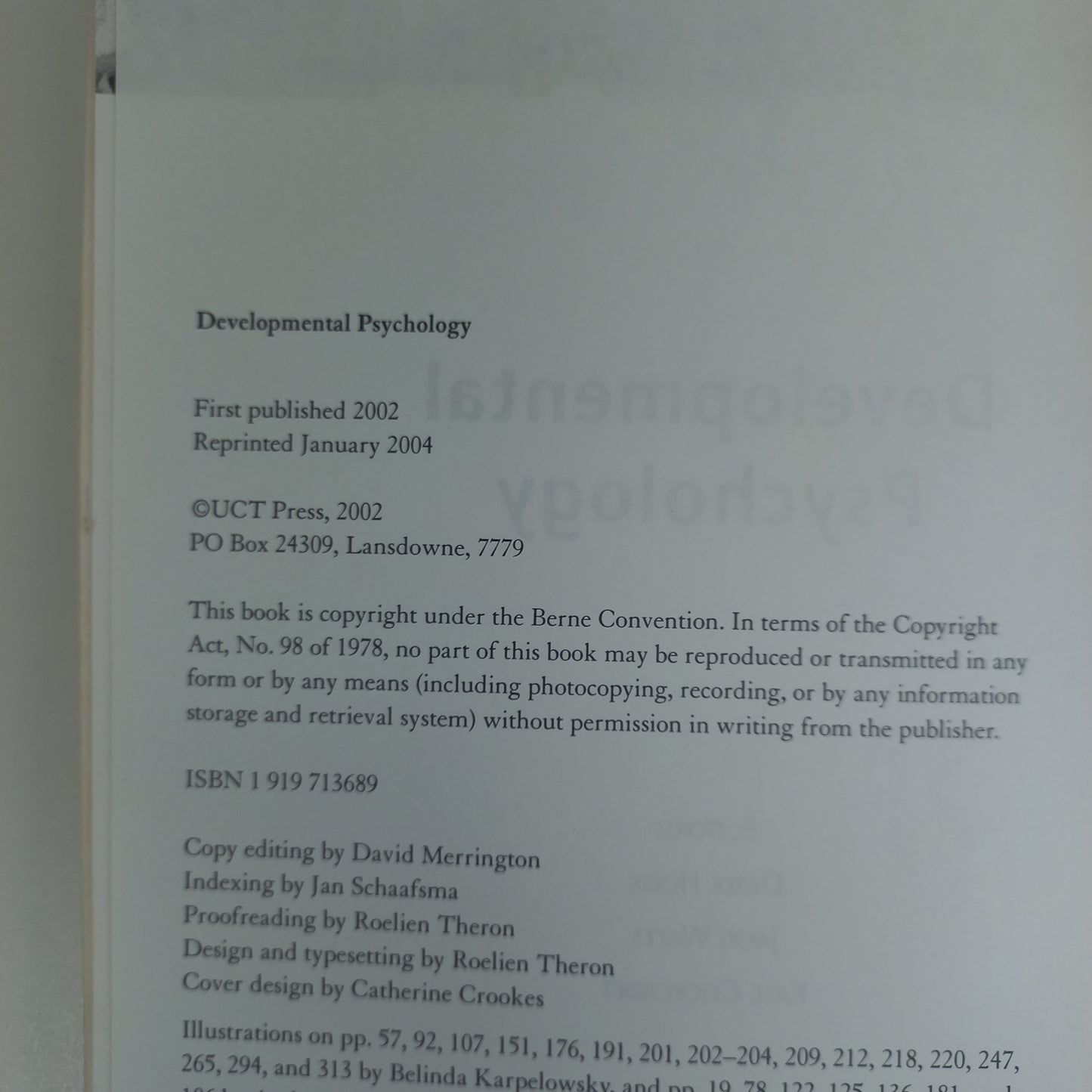 Developmental Psychology Edited by D. Hook, J. Watts & K. Cockcroft (2002)