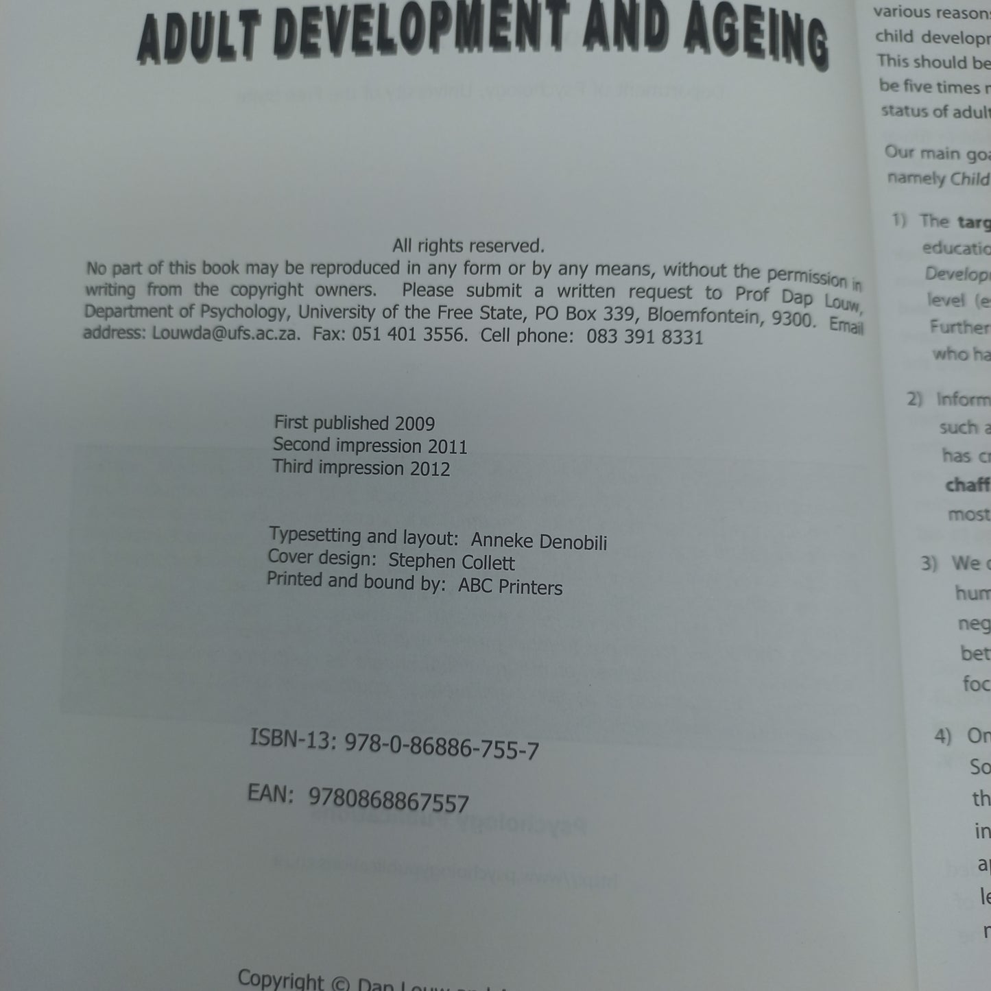 Adult Development and Ageing by D. Louw & A. Louw (2009)