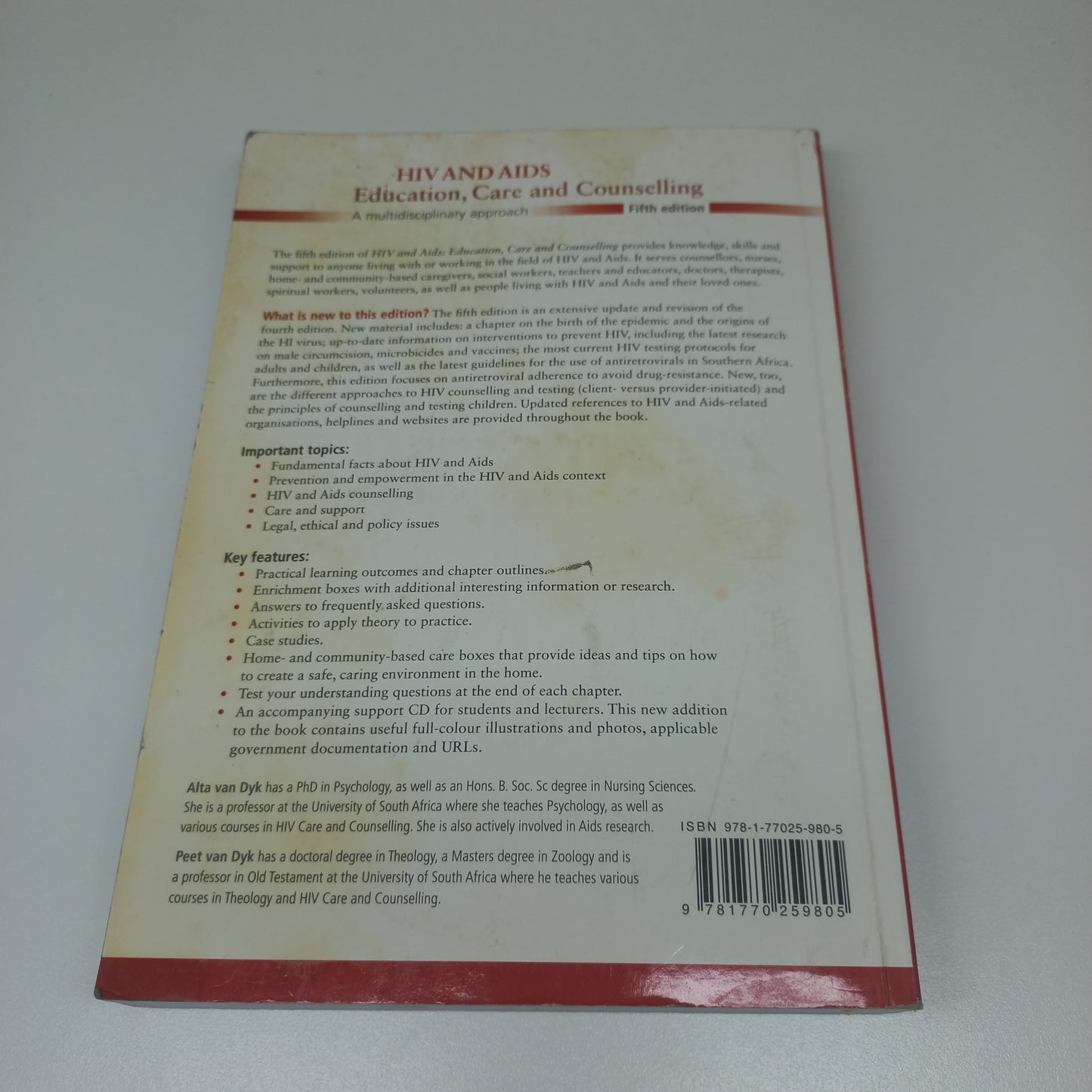 HIV and AIDS Education, Care and Counselling: A Multidisciplinary Approach Fifth Edition by Alta Van Dyk (2013)