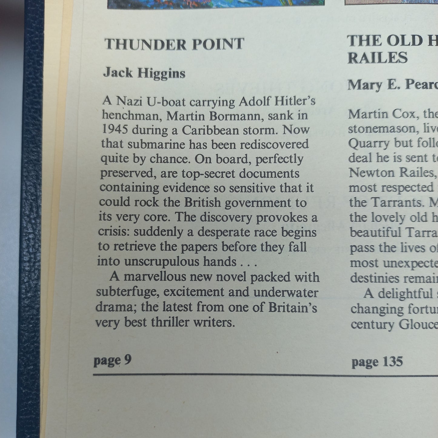 Reader's Digest (4 in 1) Thunder Point by J. Higgins, The Old House Railes by M.E. Pearce, Honour Among Thieves by J. Archer & Night of Reunion by M. Allegretto