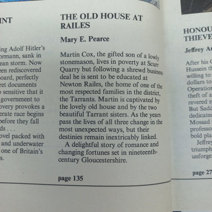 Reader's Digest (4 in 1) Thunder Point by J. Higgins, The Old House Railes by M.E. Pearce, Honour Among Thieves by J. Archer & Night of Reunion by M. Allegretto