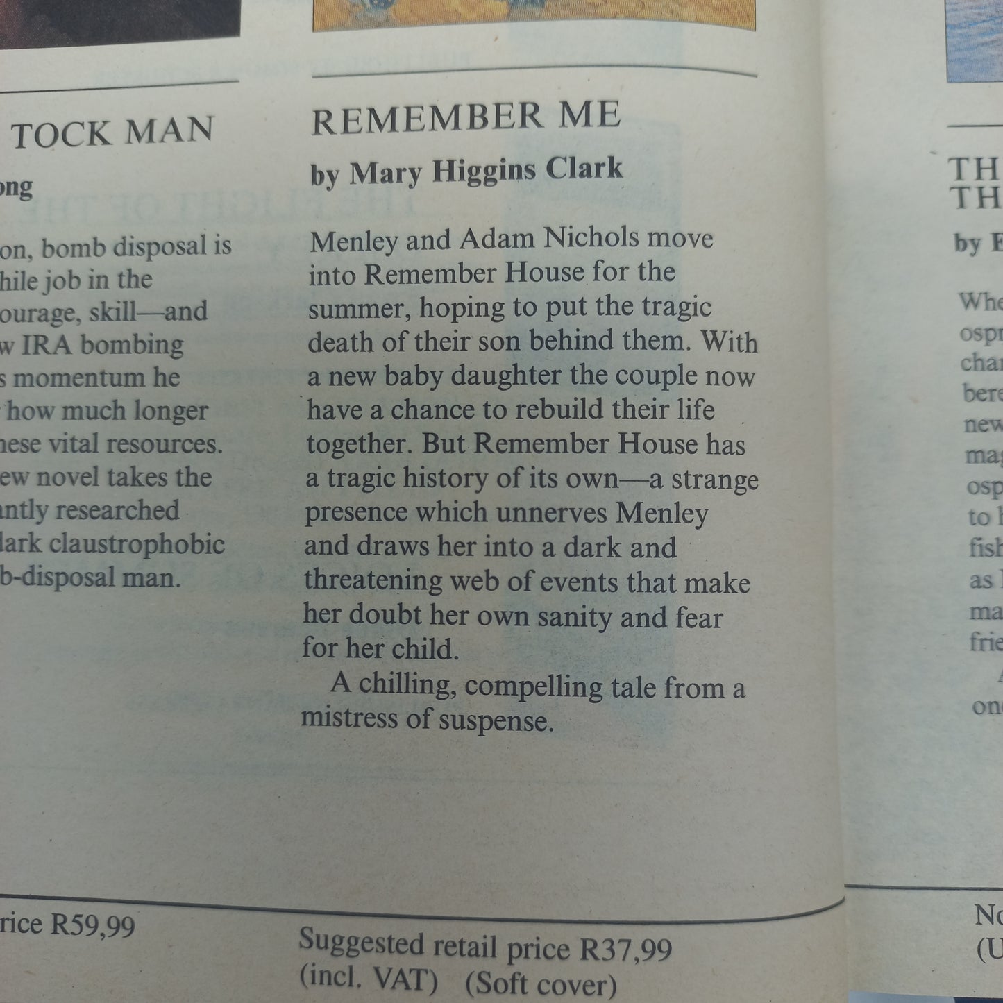 The Tick Tock Man by T. Strong, Remember Me by M.H. Clark, The Flight of the Osprey by E. Clarkson & Voices of Summer by D. Pearson Reader's Digest (4 in 1)