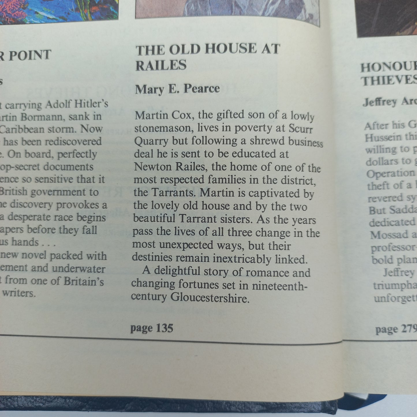 Thunder Point by J. Higgins, The Old House at Railes by M.E. Pearce, Honour Among Thieves by J. Archer & Night of Reunion by M. Allegretto Reader's Digest (4 in 1)