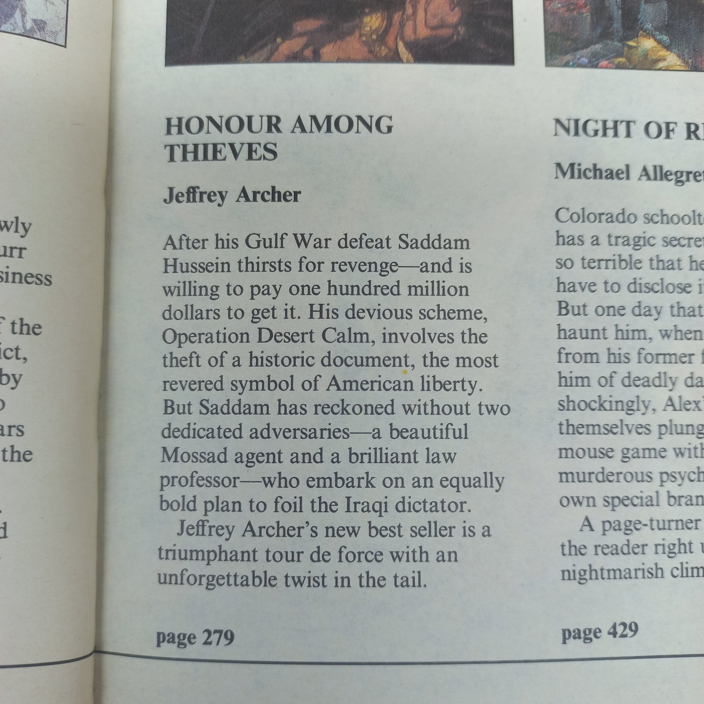 Thunder Point by J. Higgins, The Old House at Railes by M.E. Pearce, Honour Among Thieves by J. Archer & Night of Reunion by M. Allegretto Reader's Digest (4 in 1)