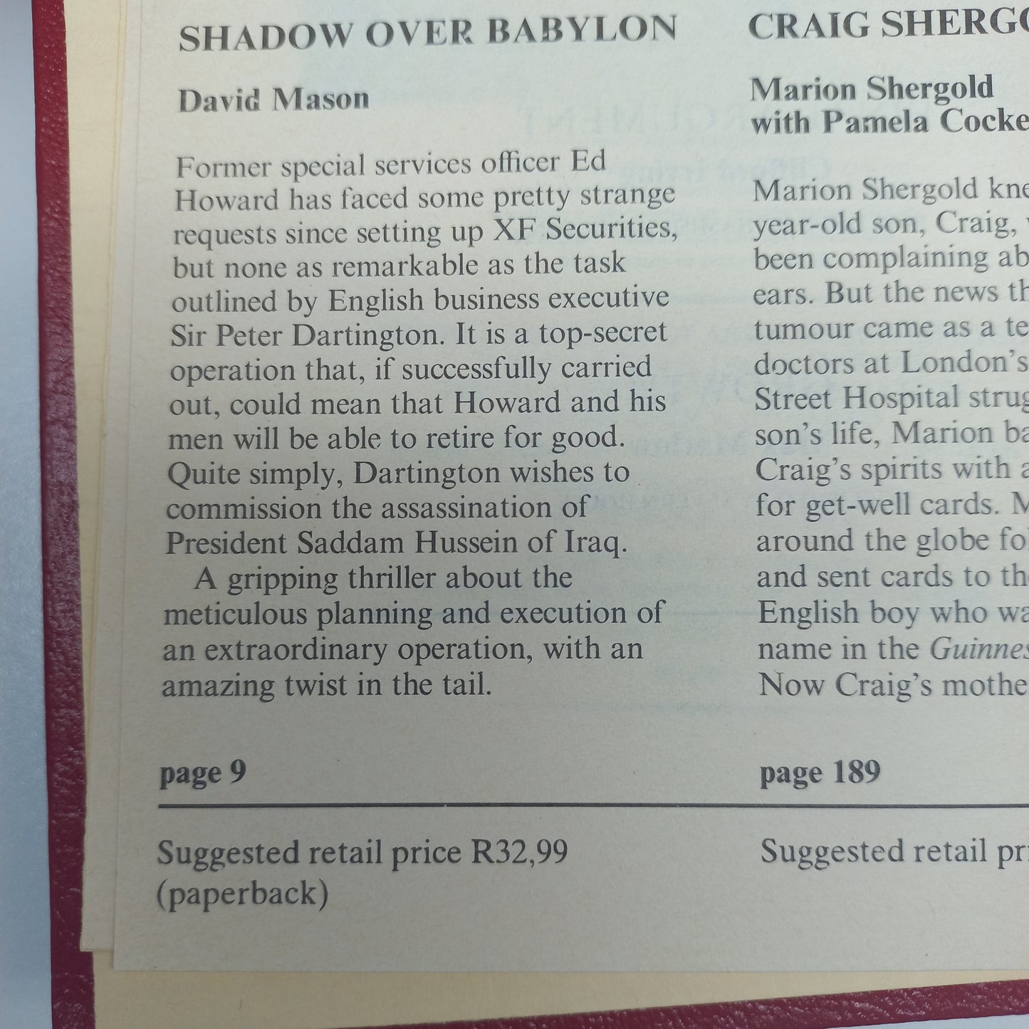 Shadow Over Babylon by D. Mason, Craig Shergold by M. Shergold, Final Argument by C. Irving & Growth by M. Marlow Reader's Digest (4 in 1)