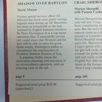 Shadow Over Babylon by D. Mason, Craig Shergold by M. Shergold, Final Argument by C. Irving & Growth by M. Marlow Reader's Digest (4 in 1)