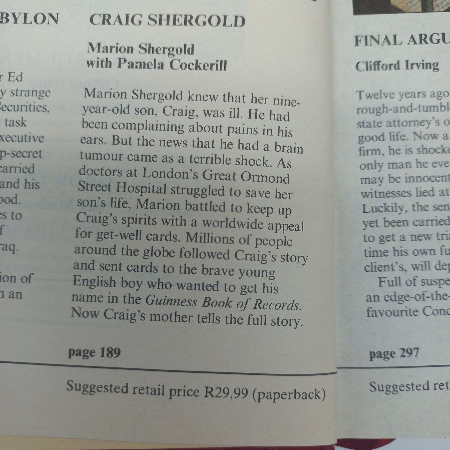 Shadow Over Babylon by D. Mason, Craig Shergold by M. Shergold, Final Argument by C. Irving & Growth by M. Marlow Reader's Digest (4 in 1)
