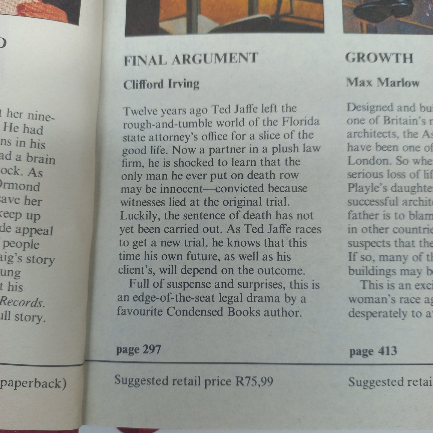 Shadow Over Babylon by D. Mason, Craig Shergold by M. Shergold, Final Argument by C. Irving & Growth by M. Marlow Reader's Digest (4 in 1)