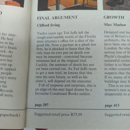 Shadow Over Babylon by D. Mason, Craig Shergold by M. Shergold, Final Argument by C. Irving & Growth by M. Marlow Reader's Digest (4 in 1)