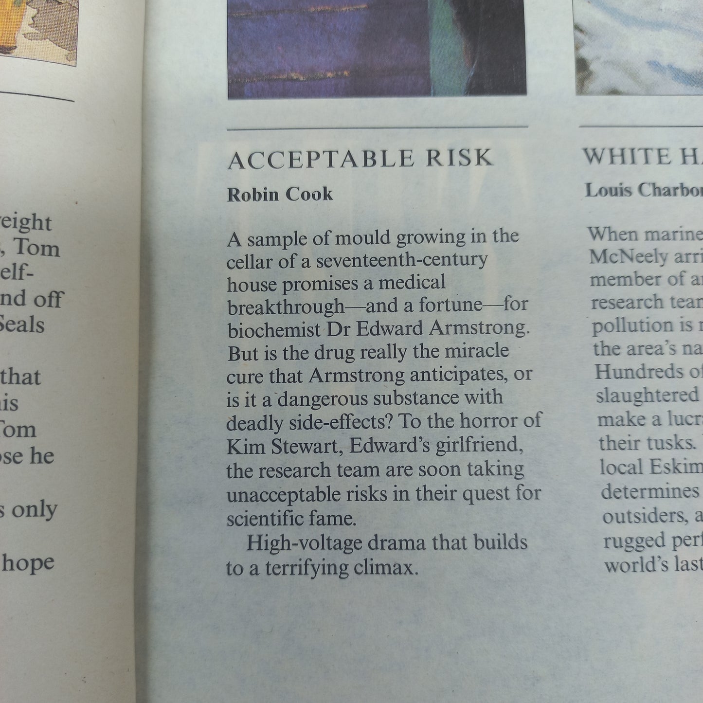 Reader's Digest (4 in 1) Free to Trade by M. Ridpath, Cloud Shadows by E. Webster, Acceptable Risk by R. Cook & White Harvest by L. Charbonneau