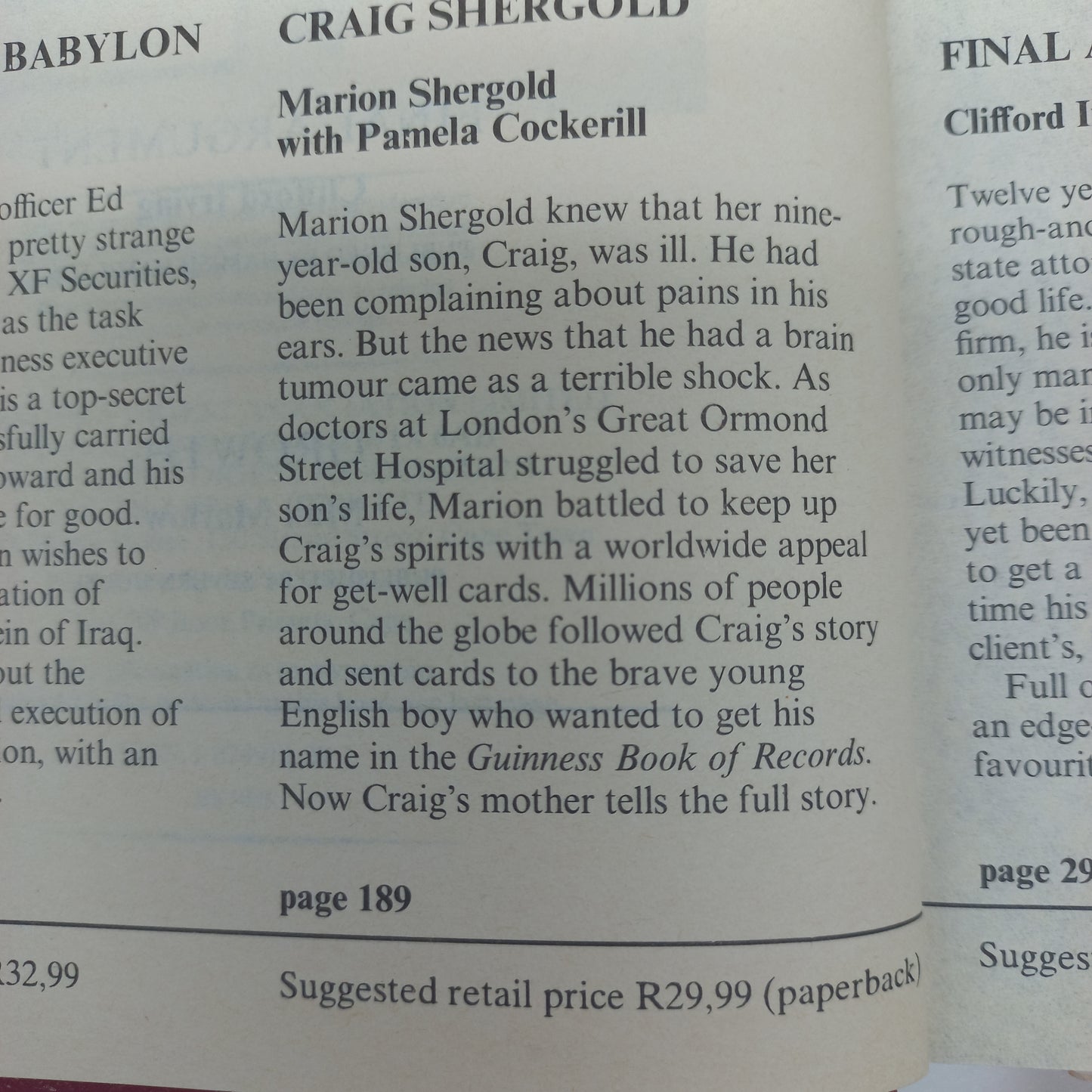 Shadow Over Babylon by D. Mason, Craig Shergold by M. Shergold, Final Argument by C. Irving & Growth by M. Marlow Reader's Digest (4 in 1)